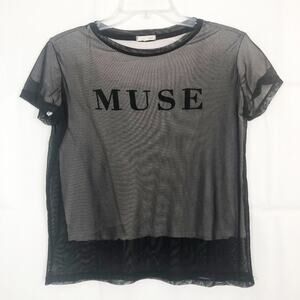 Vintage Wet Seal Top Womens XS Mesh Overlay Y2K Grunge Punk Rocker Goth Clueless